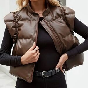Puffer Vest With Cap Sleeve